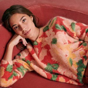 Sezane May Jumper Sweater in Orange Floral (Size S)